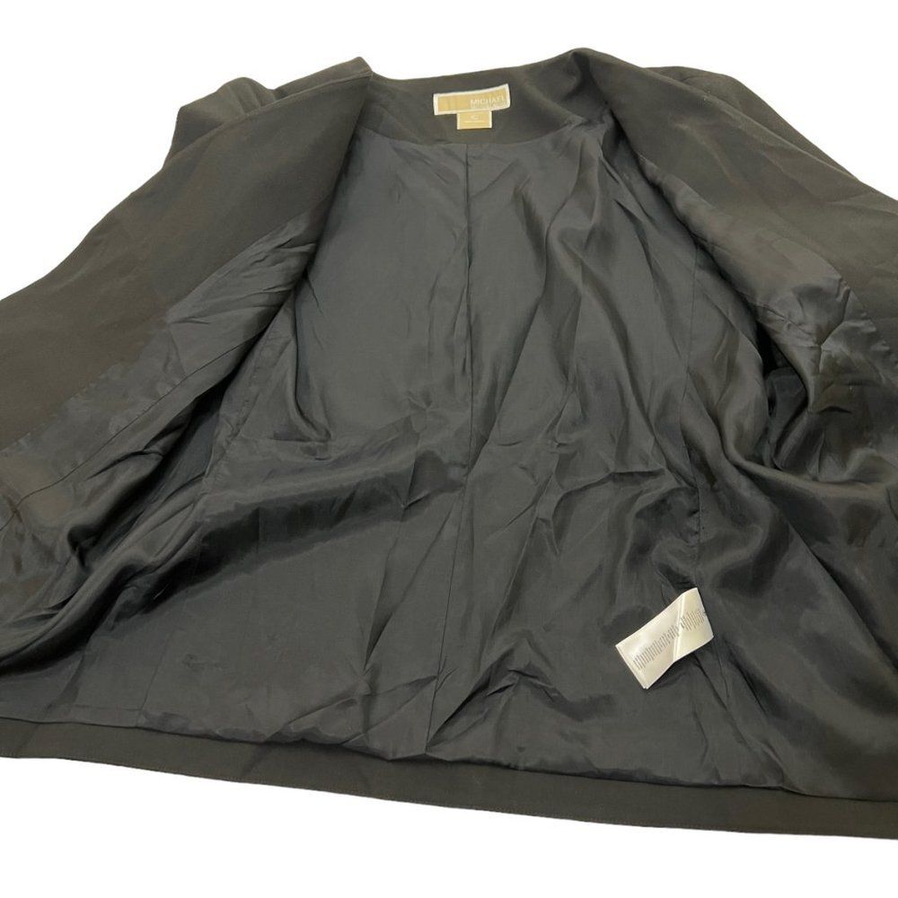 Michael Kors Long Front with Shorter Back Single Button Black Blazer Size 10 - Picture 11 of 15